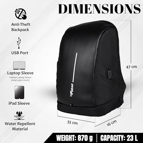 F Gear Siroco 23L Black Laptop Backpack - Image 3