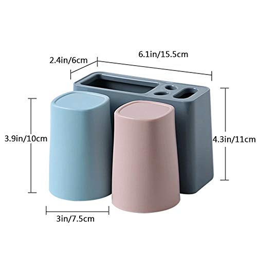 Toothbrush Holder, Wall Mounted Bathroom RV Accessories Organizer with 2 Cups for Electric Toothbrush Toothpaste Combs Razors Eyebrow Trimmers Facial Cleansers Storage - Thumbnail 2