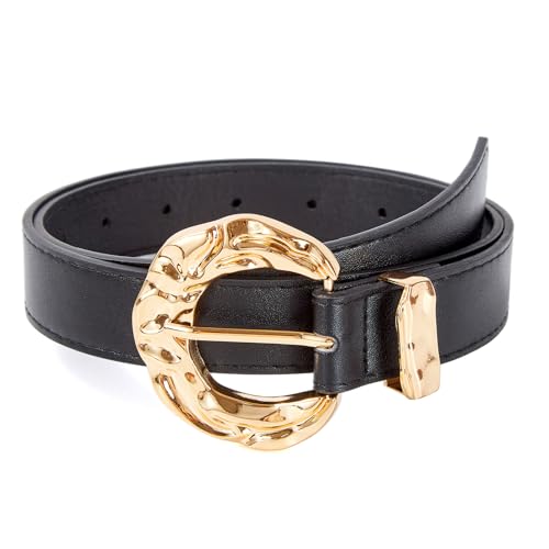 Womens Leather Belts for Jeans Pants Dresses Fashion Casual Ladies Waist Belt with Gold Buckle3