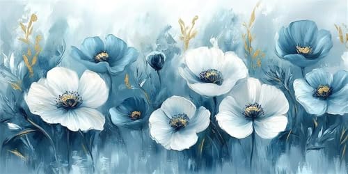 Peinture Diamant Adulte Fleur Bleue : Créez une broderie diamant 5D pour votre décoration murale