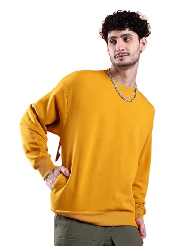 Image of The Indian Garage Co Men Oversized Solid Crew Neck Overhead Sweatshirt