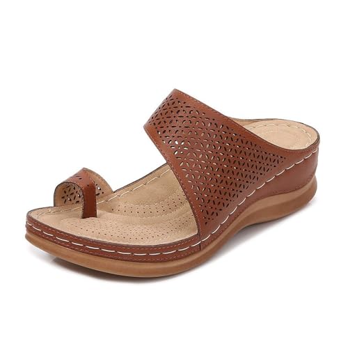 Sandals Women Summer hollow toe flat heel solid color casual sandals for women