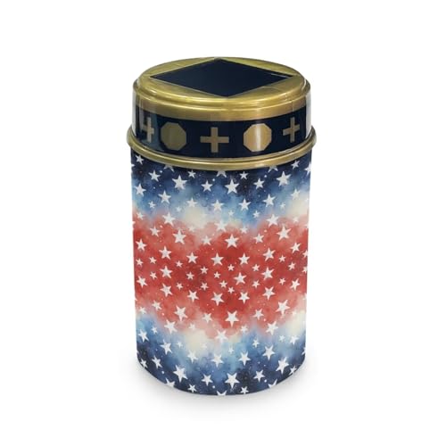 Image of Poceacles Star Pattern Red White Blue Flameless Candle Solar Powered Grave Outdoor Lights Cemetery Candle Flameless Fake LED Pillar Lights for 250th 4th of July Independence Day Decor, 6 Pcs