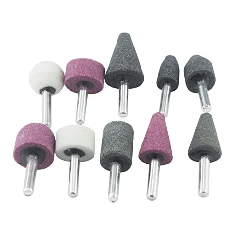 10 Pcs Rotary Grinding Stones Set, 1/4 Inch Shank Abrasive Stones Mounted Grinding Bits for Grinder, Drill Cover