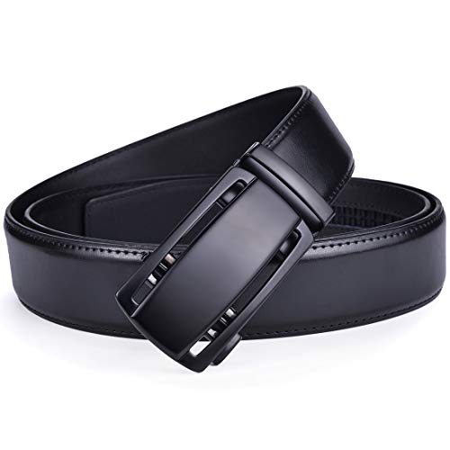 Image of Beltox Men Leather Belt w Slide Ratchet Interchangeable Buckle