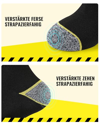 Effeet 10 Paar Arbeitssocken Herren Socken, Gepolsterte Verstärkte WORK Socken, Atmungsaktiv Funktionssocken mit Komfortbund, Lange Work Socks 4