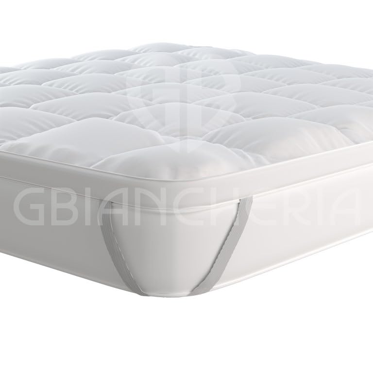 TOPPER ONE Coprimaterasso in Cotone Imbottito 8cm con microsfere di poliestere EFFETTO PIUMA, Anallergico, Traspirante, Facile da Pulire, Bianco (Singolo 80x195cm)