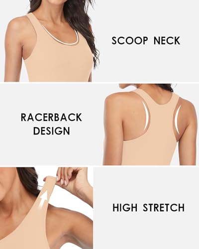 Image of beautyin Women Tank Top with Shelf Bra Racerback Workout Yoga Undershirt