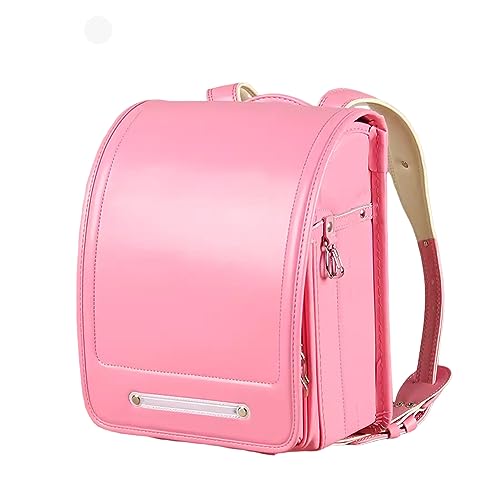 Mochila Escolar de Piel sintética Japonesa, Ligera, con Cierre automático, Color Rosa, 33 x 24,5 x 16 cm.