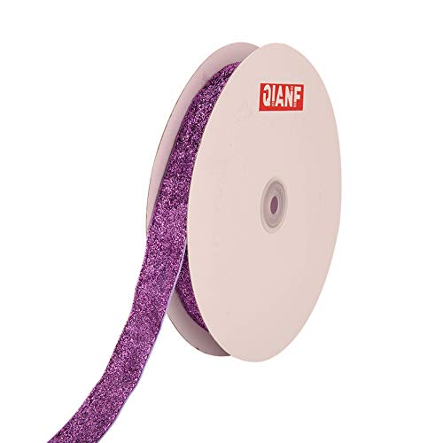 Qianf Metallic Velvet Ribbon 25 Yards 3/8 Inch Sparkle Glitter Ribbon For Crafts, Christmas, Gift Wrapping, Card Making, Wedding Decor, Baby Shower, Floral Design (Purple) #TOP24