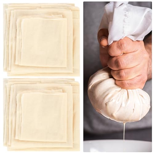 6 Piezas Paño Pasador, Paño de Queso, Tela de Muselina de Algodón para Cocina, Paño Filtro Fino Reutilizable, Paño Lavable para Queso, Tofu, Té, Café, Leche de Frutos Secos, Tofu (40/50/60cm)