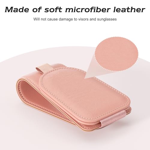 Image of Sotfamily Sunglass Holder for Car Visor, Suede Cloth Magnetic Sunglass Organizer for Car Accessories, 2 Packs, Black (Pink)