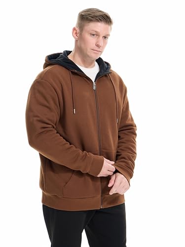 Men's Fleece Full-zip Hoodie Jacket Oversized Casual Warm Sweatshirt for Cold Weather with Pocket2