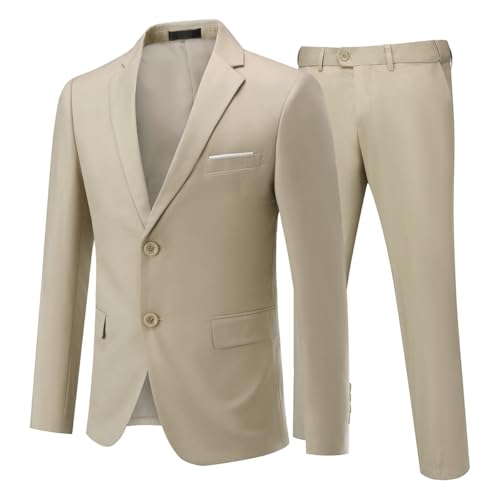 Allthemen Costume Homme Formel Deux pièces d'affaire de Couleur Uni Veste 2 Boutons à la Mode...