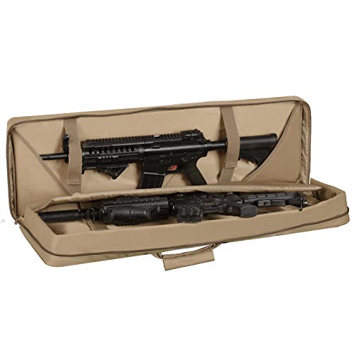 HUNTSEN Tactical Double Long Rifle Pistol Gun Bag Firearm Transportation Case Double Rifle Bag Outdoor Tactical Carbine Cases Water Dust Resistant Long Gun Case Bag