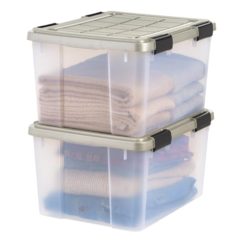 IRIS USA 44 Qt Storage Bins with Gasket Seal Lid, 2 Pack - BPA-Free, Heavy Duty Moving Containers...