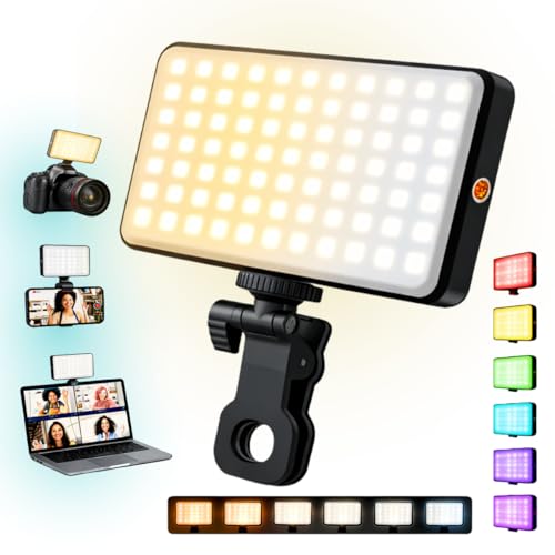 Luz Para Gravar Vídeo Preenchimento LED RGB 12x7cm 4,7' com Clipe Ajustável — Para Celular Notebook Camera Iluminação Ideal para Selfie Ring Light Profissional Fotografia, Foto — Premium Loreal Shop
