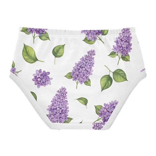 Cotton Girls Underwear Toddlers Lilac Purple Flowers White Panties Little Girl Fun Underpants Briefs 2t2