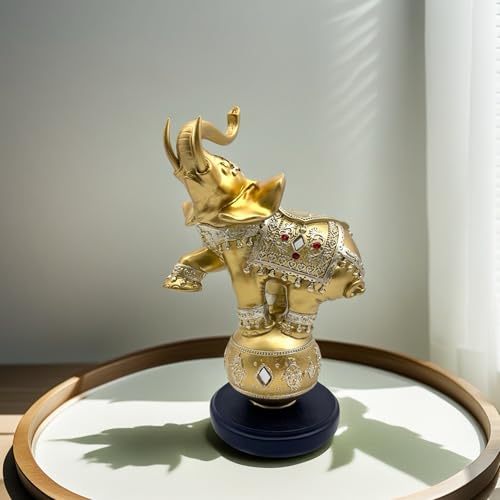 Estatua de Elefante Dorado de Resina para Decoración miniatura 6