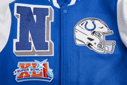 Pro Standard Mens NFL Indianapolis Colts Classic Varsity Jacket Royal Blue/White 2XL - Image 5