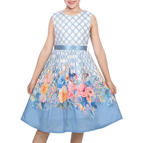 Sunny Fashion Girls Dress Blue Flower Print