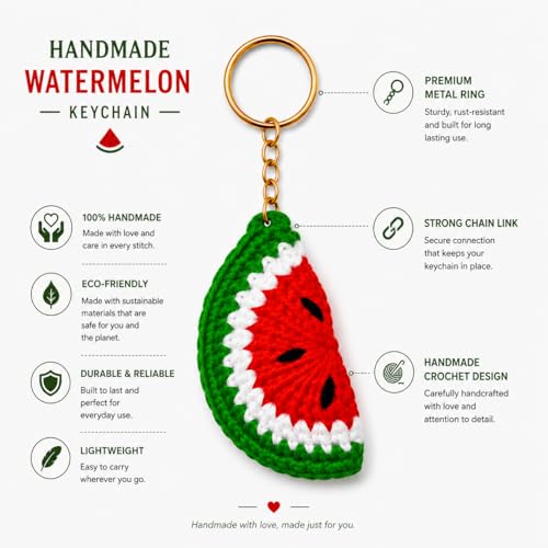 Image of Handmade Crochet Keychain for Women & Girls, Cute Yarn Key Ring, Bag Charm, Car Key Holder & Gift, Aesthetic Handmade Floral Accessory