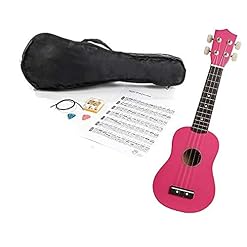 NAVARREZ Ukulélé avec accessoires NV25PK rose avec housse, diapason, médiators et cordes de rechange - Les Beatles, Paul McCartney, John Lennon, RIngo Starr, George Harrison