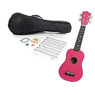 NAVARREZ Ukulélé avec accessoires NV25PK rose avec housse, diapason, médiators et cordes de rechange - Les Beatles, Paul McCartney, John Lennon, RIngo Starr, George Harrison