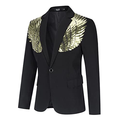 Cloudstyle Men's Wedding Sequin Wing Stage Clothes Premium Suit Jacket Blazer Coat2