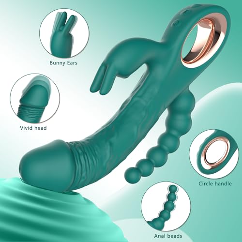 Image of Thrusting Rabbit Vibrator for Women - Multi-Motor G Spot & Clitoral Stimulator, Ergonomic Circle Handle Design, Waterproof Rechargeable Adult Toy for Couples
