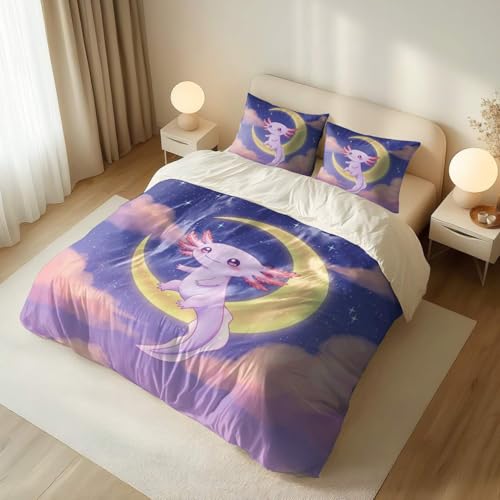 Housse de couette axolotl lit double parure de lit enfant lune et nuage - 5