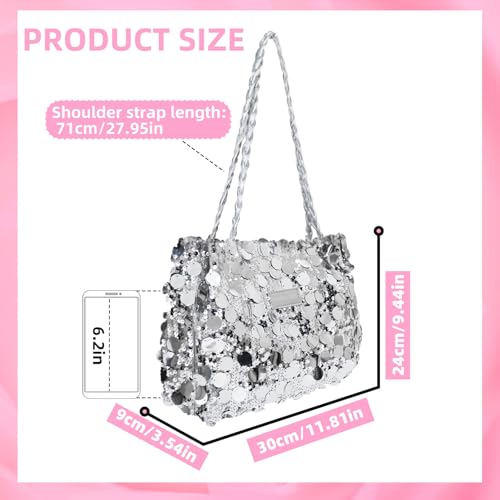 Bolsos brillantes para mujer, bolsos tipo tote con cremallera y asa de cuero, bolsos con purpurina modernos para mujer miniatura 4