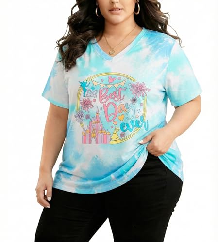 Image of NANYUAYA Plus Size Magic Shirts for Women Castle Kingdom Graphic Magical T Shirt Cute Holiday Princess Tee Vacation Tops