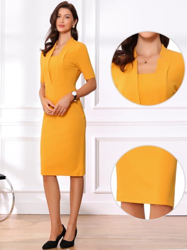 Image of Allegra K Work Dresses for Women's Short Sleeve Business Office Pencil Dress
