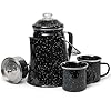 Toughty Classic Enamel Coffee Percolator with 2 Cups–The Original Camping Coffee Maker–Essential for the Campsite Brewmaster–Camping Coffee Percolator Black