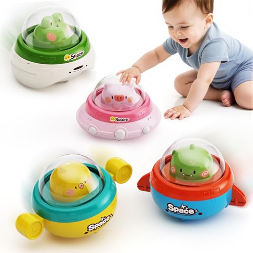 Dimoarch Press and Go Cars Toy for Toddlers 1-3, 4 Pack Baby Animal Toy Cars, Push and Go Friction Powered Cars for 6-9-12-18 Months, 1st Birthday Gift for 1-2 Year Old Boys & Girls