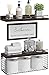 WOPITUES Floating Shelves with Bathroom Wall DÃ©cor Sign, Farmhouse Wood Bathroom Wall Shelves Over Toilet with Paper Storage Basket Set of 3, Rustic Floating Shelf with Guardrailâ€“Carbonized Brown