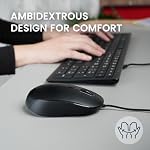 Perixx PERIMICE-222CB2 Wired USB-C Mouse - Reliable 60cm USB-C Cable for Laptop or Tablet - Quiet Click - Black