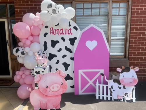 Image of Pink Cow Balloons Arch Kit - Pastel Pink Cow Latex Balloon Different size Balloon Garland Kit for Cowgirl Baby Shower Birthday Farm Western Cow Print Animal Theme Party Decorations Supplies