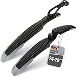 BALOU Schutzbleche Mountainbike 24-29 Zoll - Universal Fahrrad Schutzblech Set f&uuml;r vorne und hinten - MTB Steckschutzblech abnehmbar Spritzschutz, grau/schwarz