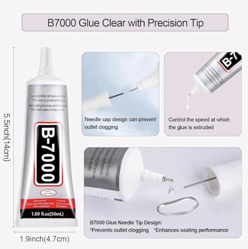 Image of DEXURIES B7000 Multipurpose Adhesive Glue | Jewelry, Beads, Clothes, Shoes, Fabrics,Screen Repair, Metal, Stone, Glass, Mobile Phones,Artificial Crystal Crafts (50ML /1.68fl.oz)