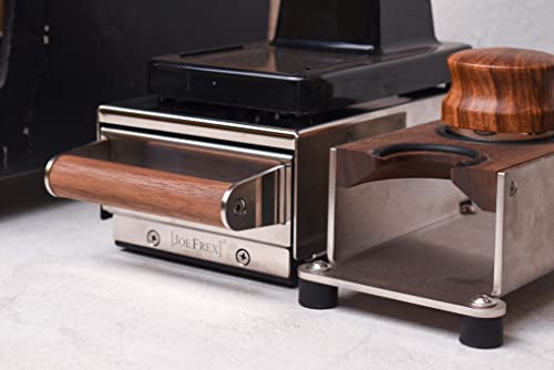 Foto von Sudschublade für Kaffeesatz- Sudschublade - Abklopfbehälter für Siebträger - Abschlagkasten - Knockbox - Holz aus Nussbaum - Edelstahl - 14cm x 24cm x 8,5cm - Qualitäts Kaffeezubehör by [JoeFrex]