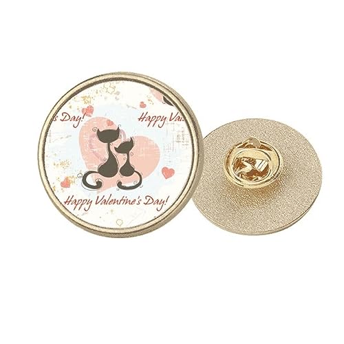 Broche ronde chat noir, le cadeau de Saint-Valentin idéal en métal doré