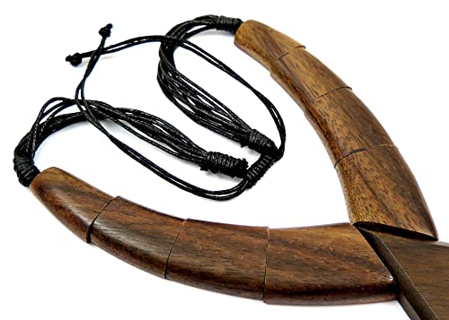 Swimmi Wooden Necklace For Women Men, Natural Large Boho Tribal Sono Wood Pendant On Adjustable Cord Handmade Necklace Ga082 #TOP3