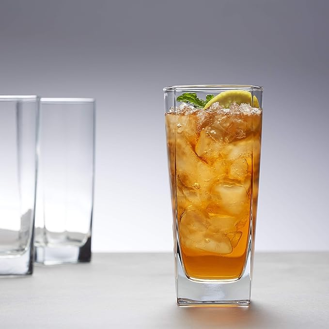 Image of WRINGO 350 ML Water Glasses Transparent Long Glass | Highball Glasses | Juice Glass | Plaza Tumbler Set of (6) (WR-04)