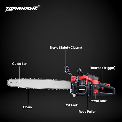 Image of TOMAHAWK GCS-4618 Gasoline Chain Saw | Lightweight 58CC, 2-Stroke Engine Adjustable Auto Chain Oiler Ideal for Wood Cutting and Pruning | Chainsaw for Home, Workshop & Professional Use