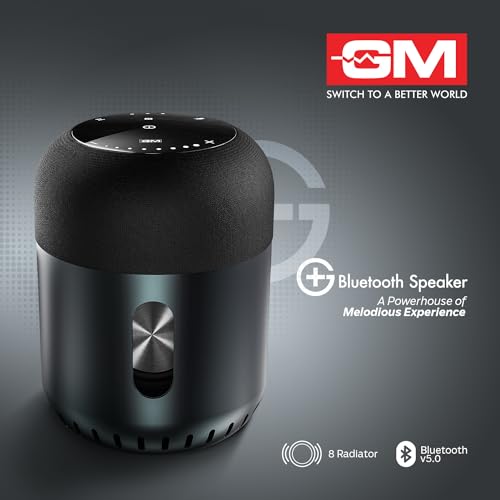 Image of GM G+ Bluetooth Speaker with Powerful 60W Output Smart Touch Panel, 20H Playtime, TWS Tandem, 3 EQ and 8 Radiators for Supreme Sound with 360 Degree coverage, Smart Portable Wireless Bluetooth Speaker