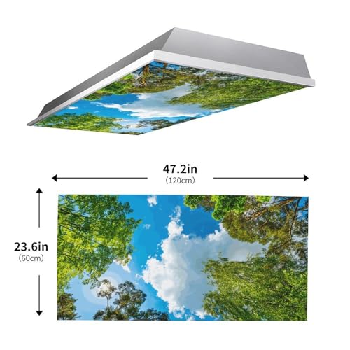 Image of Fluorescent Light Cover for Classroom - 2 Pcs Sky Trees Magnetic Fluorescent Light Covers, Ceiling Light Covers Shade Panel Coverings for Office Classroom Home Drop Ceiling, 4 X 2 Feet