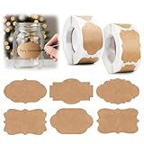 600 Stück etiketten marmeladengläser, etiketten für marmeladengläser, Kraftpapier Aufkleber, Etiketten Selbstklebend Perfekt für Geschenkaufkleber für Marmeladengläser, Geschenktüten, Umschläge