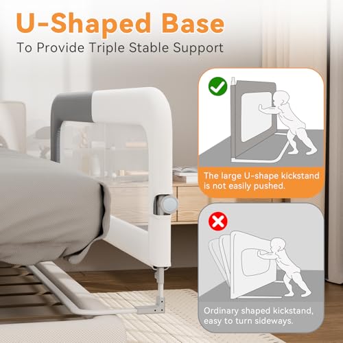 Image of Bed Rail for Toddlers: Foldable & Stable - 78.74 x 78.74 x 59.06 Designed for Queen Size Beds - Bed Rail Guard with Steady U-Shape Base for Toddlers, Baby, Kids